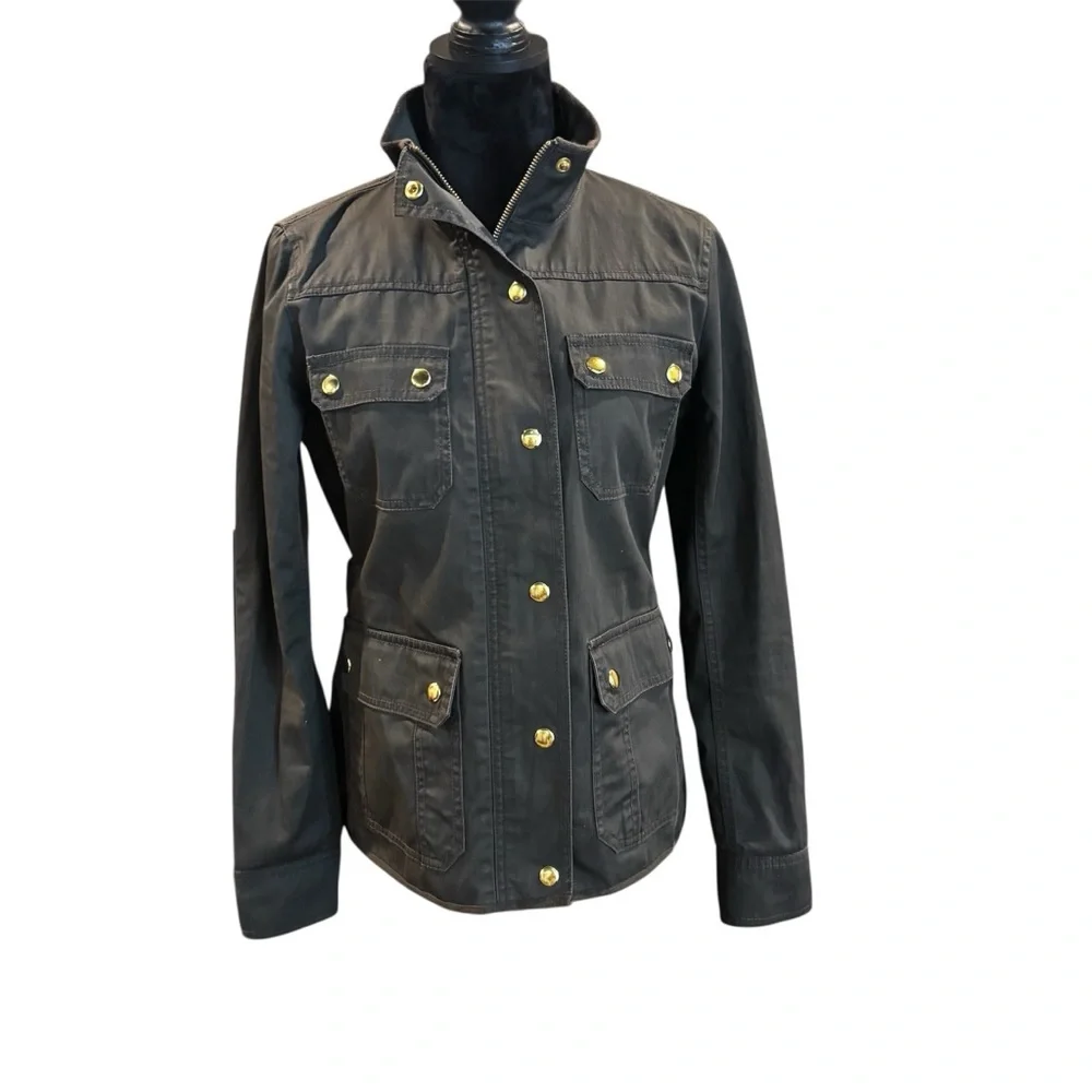 J. Crew Dark Gray Relaxed Boyfriend Field Utility Jacket, Small, Military